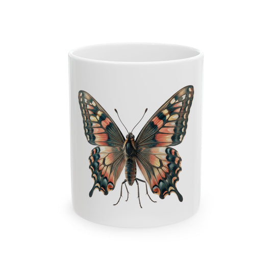 Butterfly Illustration Ceramic Mug — Vintage Watercolor Swallowtail (11oz/15oz)