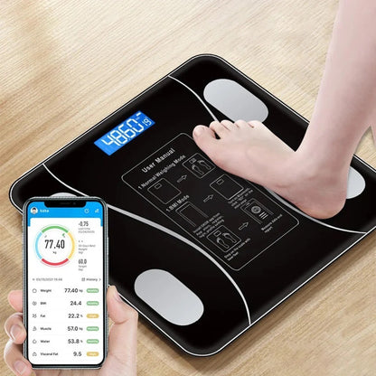 اسمارٹ ڈیجیٹل باڈی فیٹ اسکیل | بلوٹوتھ BMI اور باڈی کمپوزیشن اینالائزر