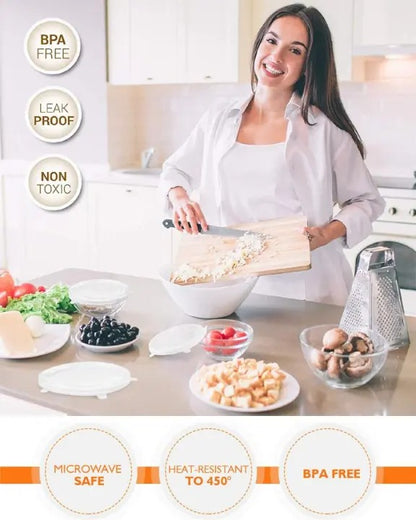 6 Pcs Universal Food Silicone Lids – For Cookware, Bowls & Pots