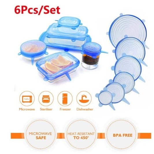 6 Pcs Universal Food Silicone Lids – For Cookware, Bowls & Pots