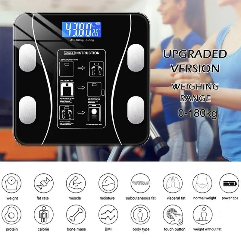 اسمارٹ ڈیجیٹل باڈی فیٹ اسکیل | بلوٹوتھ BMI اور باڈی کمپوزیشن اینالائزر