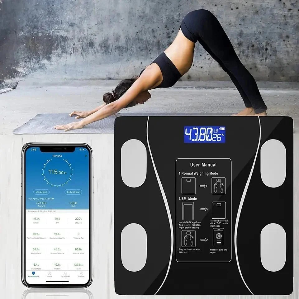 اسمارٹ ڈیجیٹل باڈی فیٹ اسکیل | بلوٹوتھ BMI اور باڈی کمپوزیشن اینالائزر